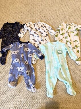 Baby Boy Sleeper Lot 0-3 month Tuffy Joe Fresh Old Navy Carters Clothing Bundle